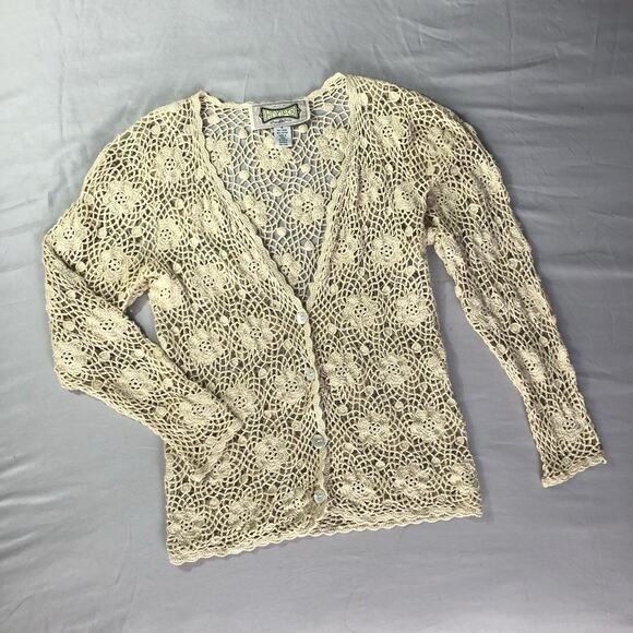 90s Vintage Crochet Top Size Medium Y2K Boho Beach Coastal Cowgirl Gilmore Girls - Picture 1 of 9